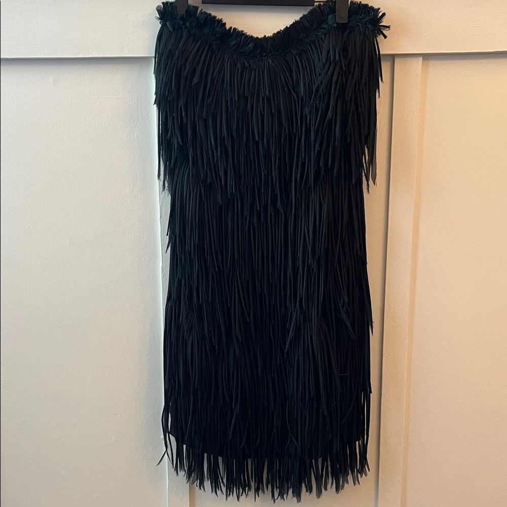 Brioni vintage - Black Fringe Strapless Dress